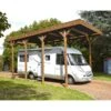 Carport Camping Car 32,40m² En Bois Autoclave Teinté Marron Forest Style -Jardin Soldes carport camping car 3240m en bois autoclave teinte marron madeira