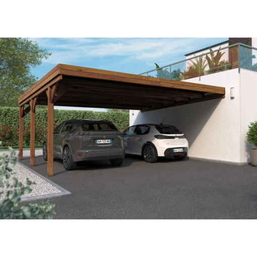 Carport Double Adossable 30,6m² En Bois Autoclave FSC Victor – Forest Style -Jardin Soldes carport double adossable 306m en bois autoclave fsc victor forest style