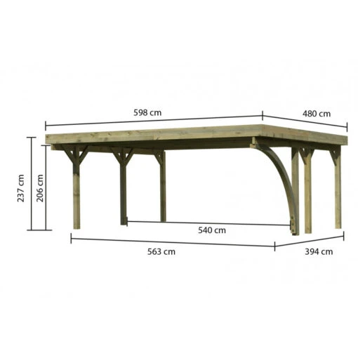 Carport Double En Bois Autoclave 28,3m² Avec Poteau En Arc Et Toit En PVC Gris – KARIBU -Jardin Soldes carport double en bois autoclave 283m avec poteau en arc et toit en pvc gris karibu 1