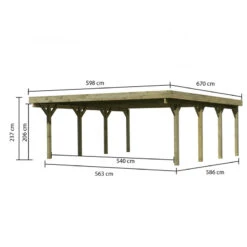 Carport Double En Bois Autoclave 40,2m² Et Toit En PVC Gris – KARIBU -Jardin Soldes carport double en bois autoclave 402m et toit en pvc gris karibu 1