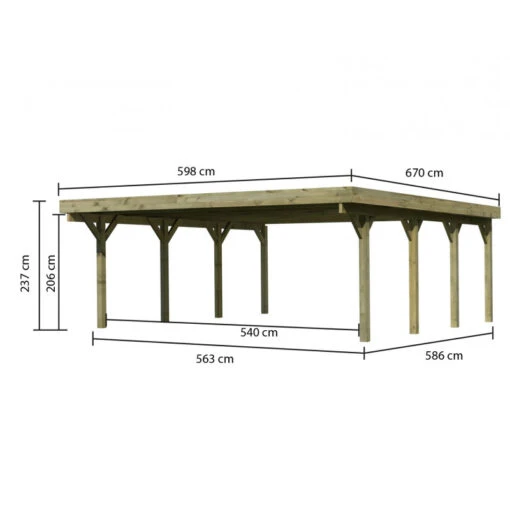 Carport Double En Bois Autoclave 40,2m² Et Toit En PVC Gris – KARIBU -Jardin Soldes carport double en bois autoclave 402m et toit en pvc gris karibu 1