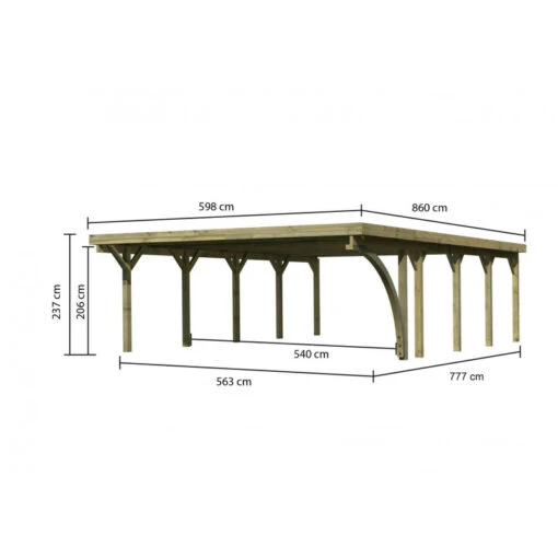 Carport Double En Bois Autoclave 50,9m² Avec Poteau En Arc Et Toit En PVC Gris – KARIBU -Jardin Soldes carport double en bois autoclave 509m avec poteau en arc et toit en pvc gris karibu 1