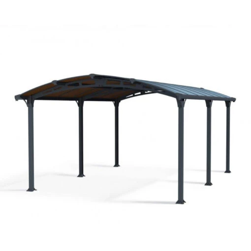 Carport En Alu Gris Et Polycarbonate 1 Voiture 18,2m² Arcadia™ 5000 – Canopia -Jardin Soldes carport en alu gris et polycarbonate 1 voiture 182m arcadia 5000 canopia 1