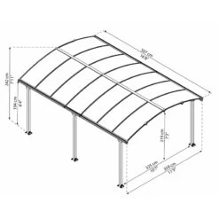 Carport En Alu Gris Et Polycarbonate 1 Voiture 18,2m² Arcadia™ 5000 – Canopia -Jardin Soldes carport en alu gris et polycarbonate 1 voiture 182m arcadia 5000 canopia 2