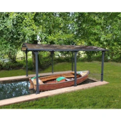 Carport En Alu Gris Et Polycarbonate 1 Voiture 18,2m² Arcadia™ 5000 – Canopia -Jardin Soldes carport en alu gris et polycarbonate 1 voiture 182m arcadia 5000 canopia 4