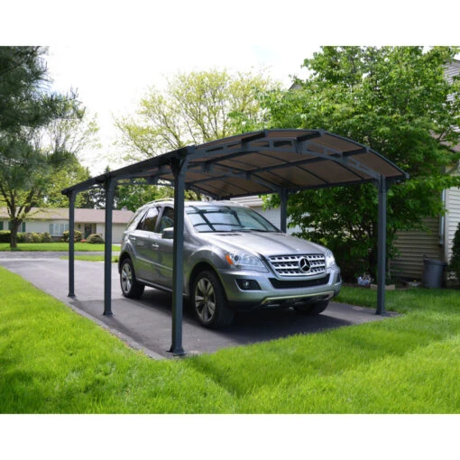 Carport En Alu Gris Et Polycarbonate 1 Voiture 18,2m² Arcadia™ 5000 – Canopia -Jardin Soldes carport en alu gris et polycarbonate 1 voiture 182m arcadia 5000 canopia