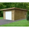 Carport-garage 7x5x2,5m En Bois Traité Autoclave Avec Porte Sectionnelle Motorisée - SOLID -Jardin Soldes carport garage 7x5x25m en bois traite autoclave avec porte sectionnelle motorisee solid