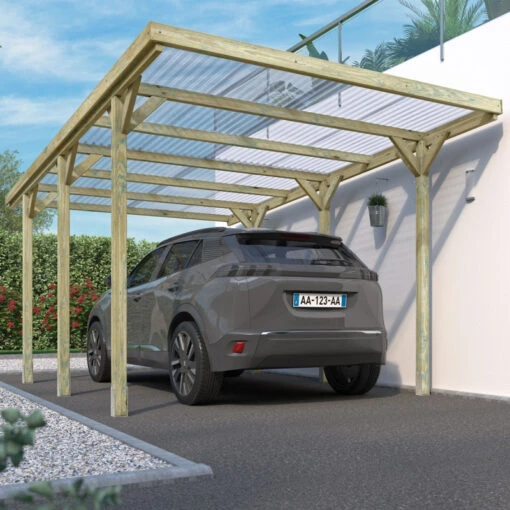 Carport Simple 15,6m² En Bois Autoclave FSC Jean - Forest Style -Jardin Soldes carport simple 156m en bois autoclave fsc jean forest style