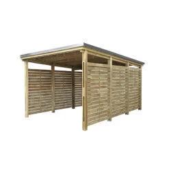 Carport Simple En Bois Autoclave 19,6m² + Toit En Acier César – Forest Style -Jardin Soldes carport simple en bois autoclave 2092m toit en acier shelty forest style 2