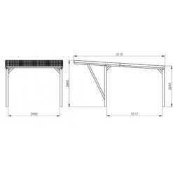 Carport Simple En Bois FSC Autoclave + Couverture En Polycarbonate 16,5m² Victor Modern - Forest Style -Jardin Soldes carport simple en bois fsc autoclave couverture en polycarbonate 165m victor modern forest style 5