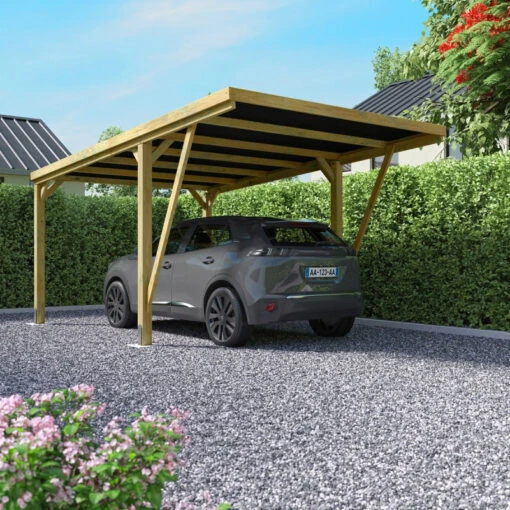 Carport Simple En Bois FSC Autoclave + Couverture En Polycarbonate 16,5m² Victor Modern - Forest Style -Jardin Soldes carport simple en bois fsc autoclave couverture en polycarbonate 165m victor modern forest style