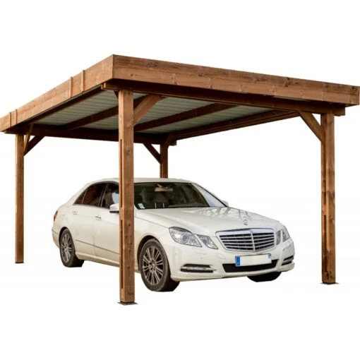 Carport THONES 17,54m² En Bois Massif Avec Toit Bac Acier HABRITA -Jardin Soldes carport thones 1764m en bois massif avec toit bac acier habrita 1