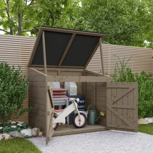 Coffre De Jardin En Bois Traité 20mm 1200L GENIO Noir - Gardy Shelter -Jardin Soldes coffre de jardin en bois traite 20mm 1200l genio noir gardy shelter 1