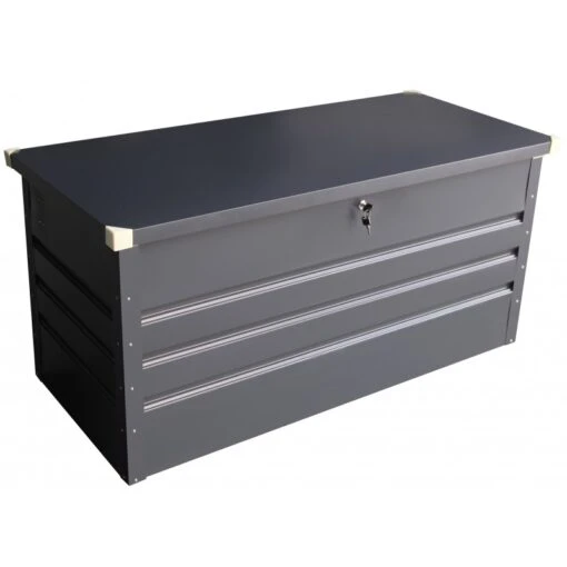 Coffre De Rangement En Métal Anthracite 570L Avec Plancher X-METAL -Jardin Soldes coffre de rangement en metal anthracite 650l avec plancher x metal 1