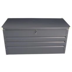 Coffre De Rangement En Métal Anthracite 570L Avec Plancher X-METAL -Jardin Soldes coffre de rangement en metal anthracite 650l avec plancher x metal 2