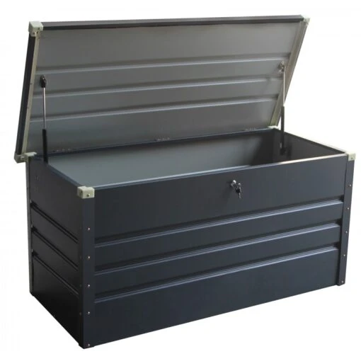 Coffre De Rangement En Métal Anthracite 570L Avec Plancher X-METAL -Jardin Soldes coffre de rangement en metal anthracite 650l avec plancher x metal