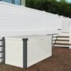 Coffre De Rangement En Métal Blanc 1000L Patio Box 1,46m² TRIMETALS -Jardin Soldes coffre de rangement en metal blanc 1000l patio box 146m trimetals