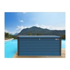 Coffre De Rangement En Métal Bleu 750L Patio Box 1,06m² TRIMETALS -Jardin Soldes coffre de rangement en metal bleu 750l patio box 106m trimetals 5