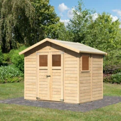 Garage En Bois Certifié 13,28m² – Madriers 28mm - Karibu -Jardin Soldes garage en bois certifie 1328m madriers 28mm karibu 1