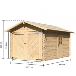 Garage En Bois Certifié 13,28m² – Madriers 28mm - Karibu -Jardin Soldes garage en bois certifie 1328m madriers 28mm karibu 2