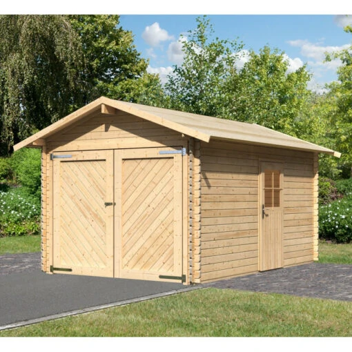 Garage En Bois Certifié 13,28m² – Madriers 28mm - Karibu -Jardin Soldes garage en bois certifie 1328m madriers 28mm karibu