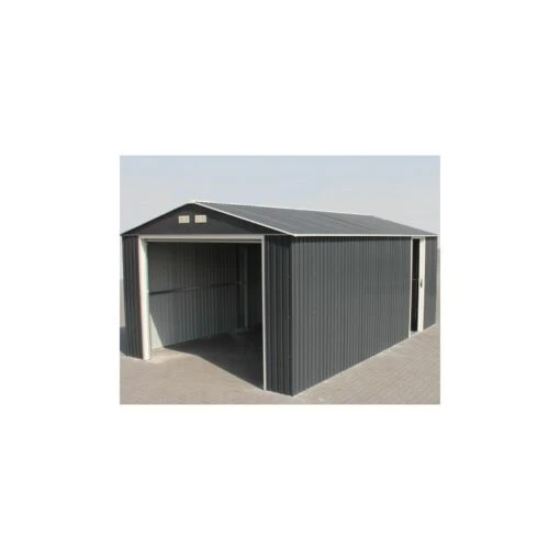 Garage En Métal Anthracite 19,95m² Grande Hauteur H.2,60m DURAMAX -Jardin Soldes garage en metal anthracite 1995m grande hauteur h260m duramax 1