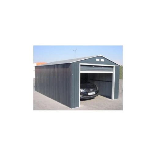 Garage En Métal Anthracite 19,95m² Grande Hauteur H.2,60m DURAMAX -Jardin Soldes garage en metal anthracite 1995m grande hauteur h260m duramax 3