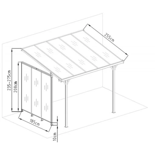 Panneau Latéral En Aluminium Et PC Transparent Pour Toit De Terrasse Anthracite 2,5m X-METAL -Jardin Soldes panneau lateral en aluminium et pc transparent pour toit de terrasse anthracite 25m x metal 2