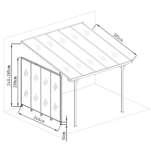 Panneau Latéral En Aluminium Et PC Transparent Pour Toit De Terrasse Blanc 3m X-METAL -Jardin Soldes panneau lateral en aluminium et pc transparent pour toit de terrasse blanc 3m x metal 2