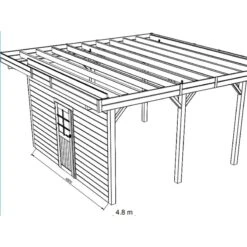 Jardin Soldes -Jardin Soldes paroi frontale avec porte simple centree 480x245cm pour carport modulable en bois traite autoclave solid