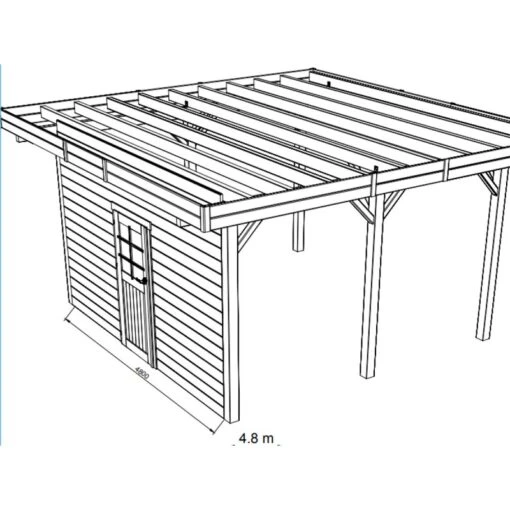 Paroi Frontale Avec Porte Simple Centrée 480x245cm Pour Carport Modulable En Bois Traité Autoclave - SOLID -Jardin Soldes paroi frontale avec porte simple centree 480x245cm pour carport modulable en bois traite autoclave solid