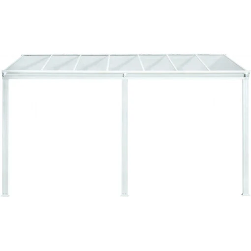 Pergola Adossée 435x300cm En Aluminium Blanc Et Polycarbonate 4mm CIELO - DCB Garden -Jardin Soldes pergola adossee 435x300cm en aluminium blanc et polycarbonate 4mm cielo dcb garden 1