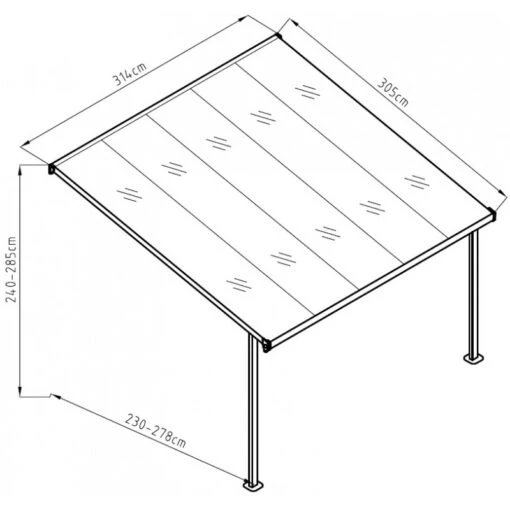 Pergola Adossée Ajustable - Toit De Terrasse En Alu 3,05x3,14m X-METAL -Jardin Soldes pergola adossee ajustable toit de terrasse en alu 305x314m x metal 2