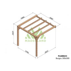 Pergola Adossée En Bois Lamellé-collé 300x300cm Burgos – Maderland -Jardin Soldes pergola adossee en bois lamelle colle 300x300cm burgos maderland 1