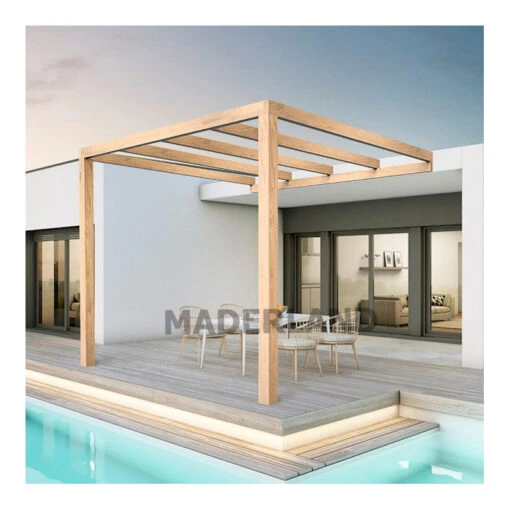 Pergola Adossée En Bois Lamellé-collé 300x300cm Burgos – Maderland -Jardin Soldes pergola adossee en bois lamelle colle 300x300cm burgos maderland