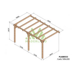 Pergola Adossée En Bois Lamellé-collé 500x300cm Cádiz – Maderland -Jardin Soldes pergola adossee en bois lamelle colle 500x300cm cadiz maderland 1