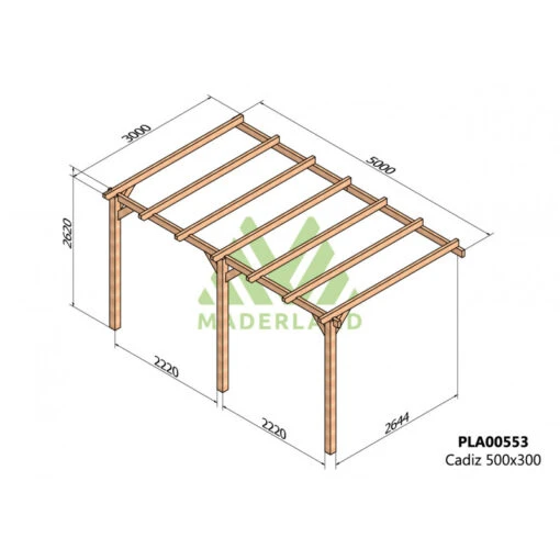 Pergola Adossée En Bois Lamellé-collé 500x300cm Cádiz – Maderland -Jardin Soldes pergola adossee en bois lamelle colle 500x300cm cadiz maderland 1