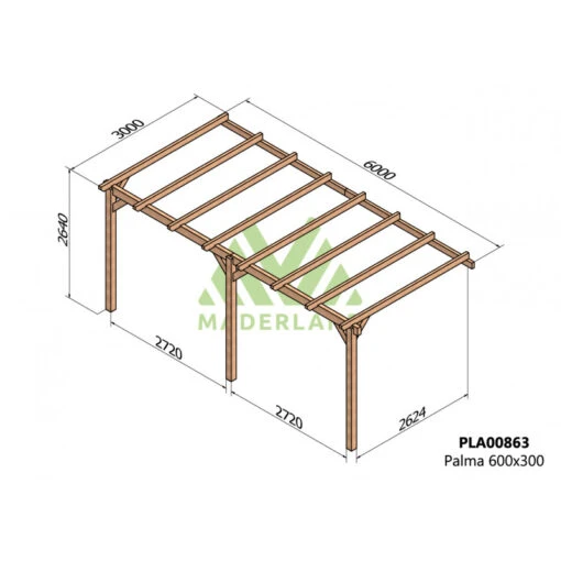 Pergola Adossée En Bois Lamellé-collé 600x300cm Palma – Maderland -Jardin Soldes pergola adossee en bois lamelle colle 600x300cm palma maderland 1