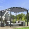 Pergola Arche Aluminium/acier Gris Anthracite 11,22m² Avec Toit En Toile Polyester 280gr/m² Gris HABRITA -Jardin Soldes pergola arche aluminiumacier gris anthracite 1122m avec toit en toile polyester 280grm gris habrita