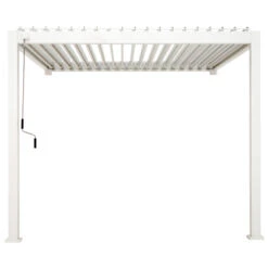 Pergola Bioclimatique Adossée En Alu Blanc 3x3m Ombrea -Jardin Soldes pergola bioclimatique adossee en alu blanc 3x3m ombrea 4