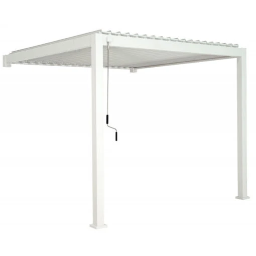 Pergola Bioclimatique Adossée En Alu Blanc 3x3m Ombrea -Jardin Soldes pergola bioclimatique adossee en alu blanc 3x3m ombrea