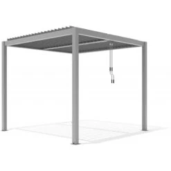 Pergola Bioclimatique Autoportante En Aluminium Gris Clair 3x3m - X-METAL -Jardin Soldes pergola bioclimatique autoportante en aluminium gris clair 3x3m x metal 4