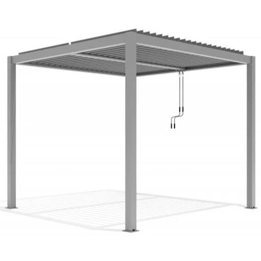 Pergola Bioclimatique Autoportante En Aluminium Gris Clair 3x3m - X-METAL -Jardin Soldes pergola bioclimatique autoportante en aluminium gris clair 3x3m x metal