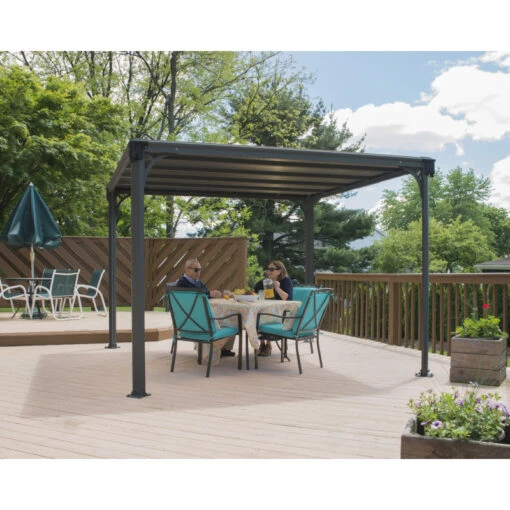 Pergola En Aluminium Et Polycarbonate 309x309cm Milano™ 3000 - Palram - Canopia -Jardin Soldes pergola en aluminium et polycarbonate 309x309cm milano 3000 palram 1