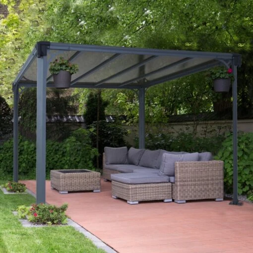 Pergola En Aluminium Et Polycarbonate 309x309cm Milano™ 3000 - Palram - Canopia -Jardin Soldes pergola en aluminium et polycarbonate 309x309cm milano 3000 palram 2