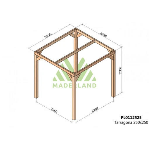 Pergola En Bois Lamellé-collé 250x250cm Tarragona – Maderland -Jardin Soldes pergola en bois lamelle colle 250x250cm tarragona maderland 1