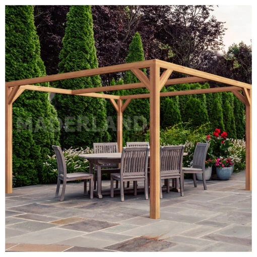 Pergola En Bois Lamellé-collé 250x250cm Tarragona – Maderland -Jardin Soldes pergola en bois lamelle colle 250x250cm tarragona maderland