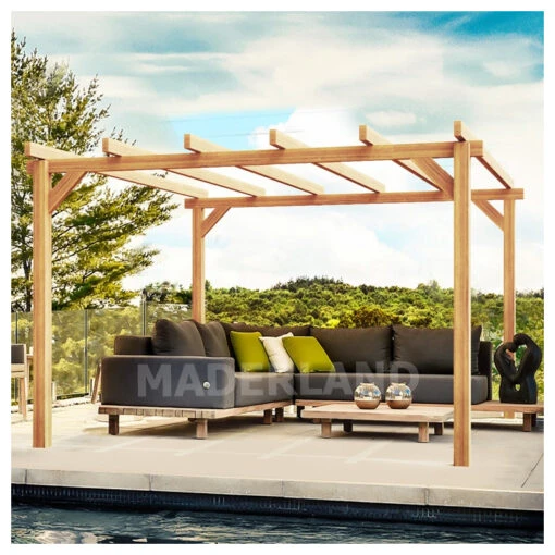 Pergola En Bois Lamellé-collé 300x300cm Linares – Maderland -Jardin Soldes pergola en bois lamelle colle 300x300cm linares maderland