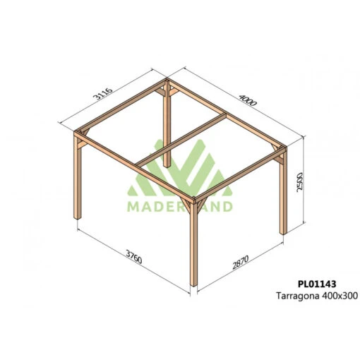 Pergola En Bois Lamellé-collé 400x300cm Tarragona – Maderland -Jardin Soldes pergola en bois lamelle colle 400x300cm tarragona maderland 1