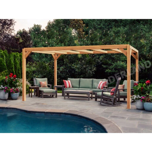 Pergola En Bois Lamellé-collé 400x400cm Alicante – Maderland -Jardin Soldes pergola en bois lamelle colle 400x400cm alicante maderland